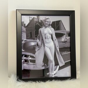 Source Unknown Black & White Vintage Pin-Up Car Photo Print